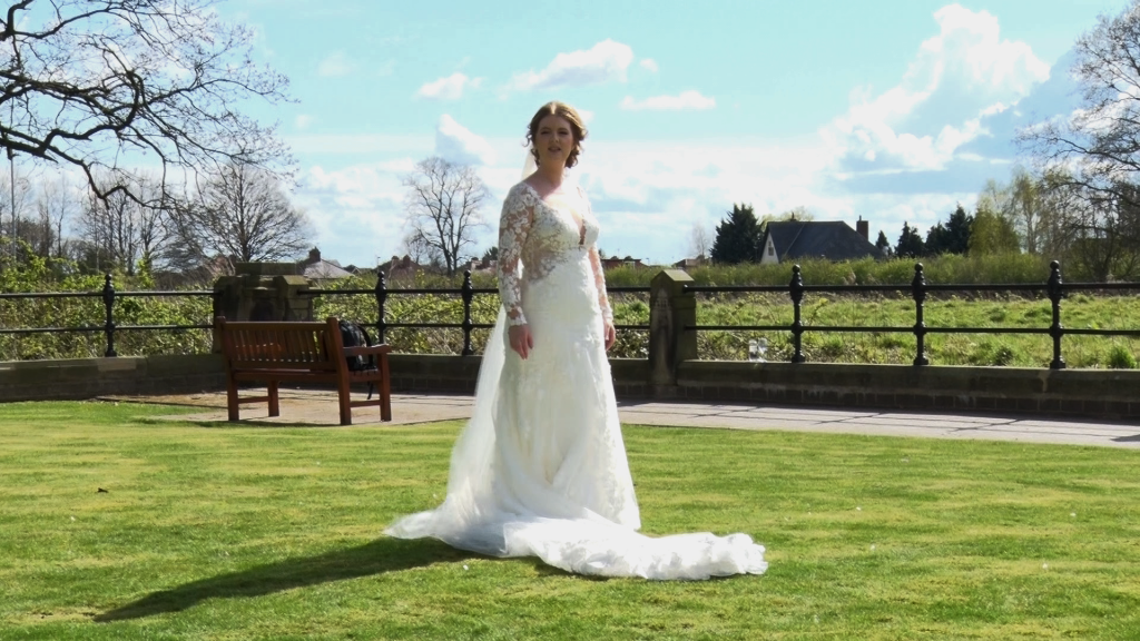 The bride in the grounds of the Doubletree Chester 